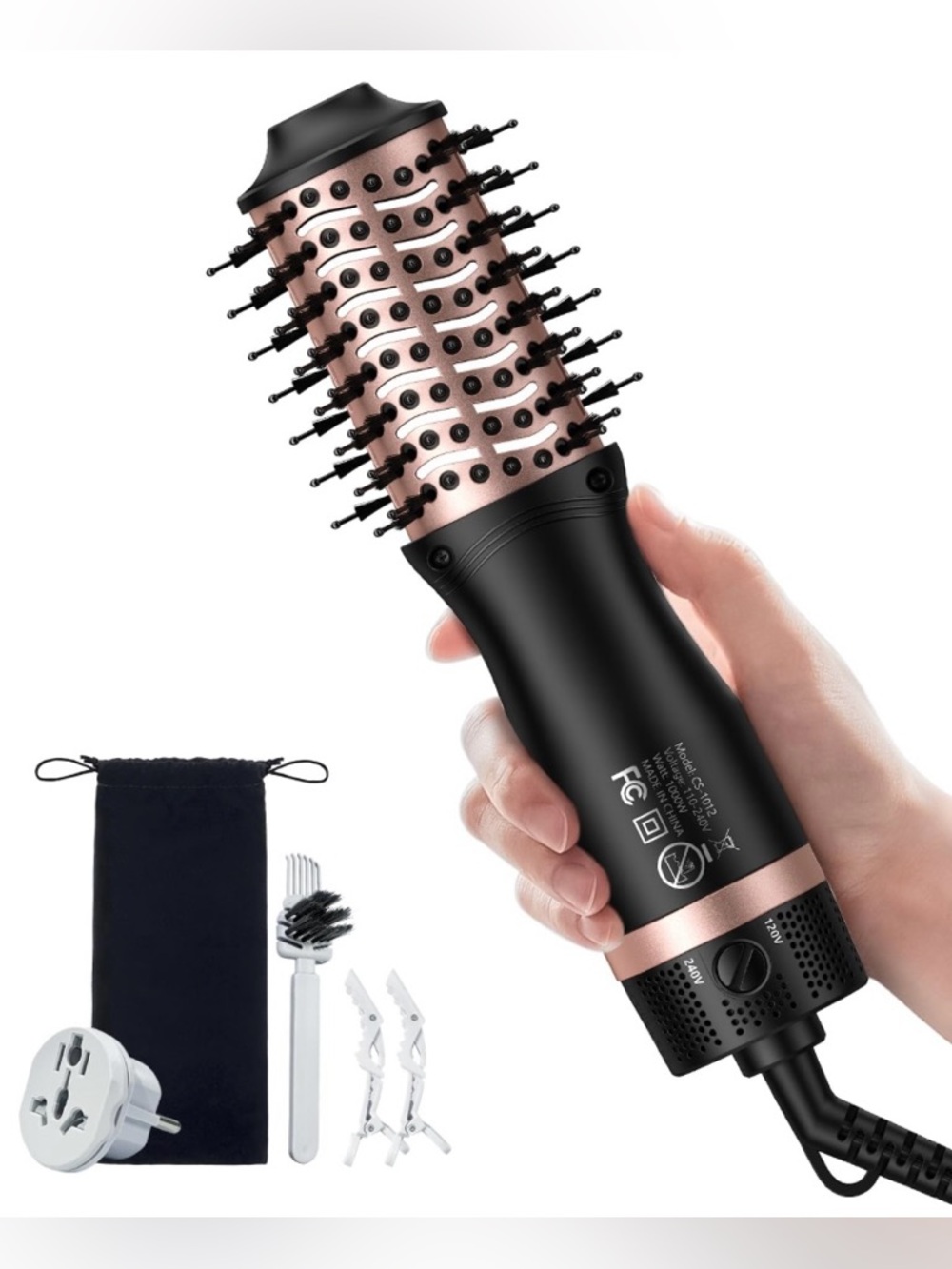 slopehill Mini Travel Dual Voltage Hair Dryer Brush 1000 Watts Hot Air OVAL Open